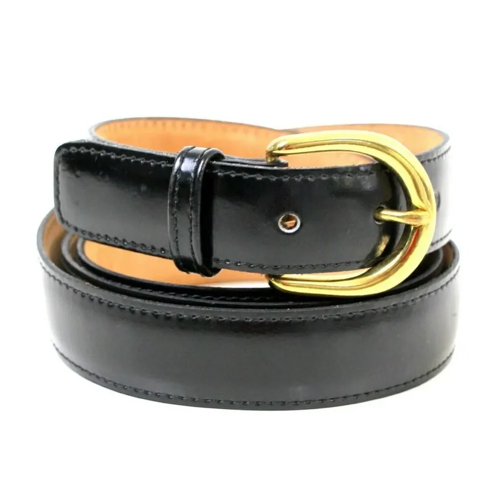 USA STITCHED BLACK GENUINE LEATHER 1 1/8